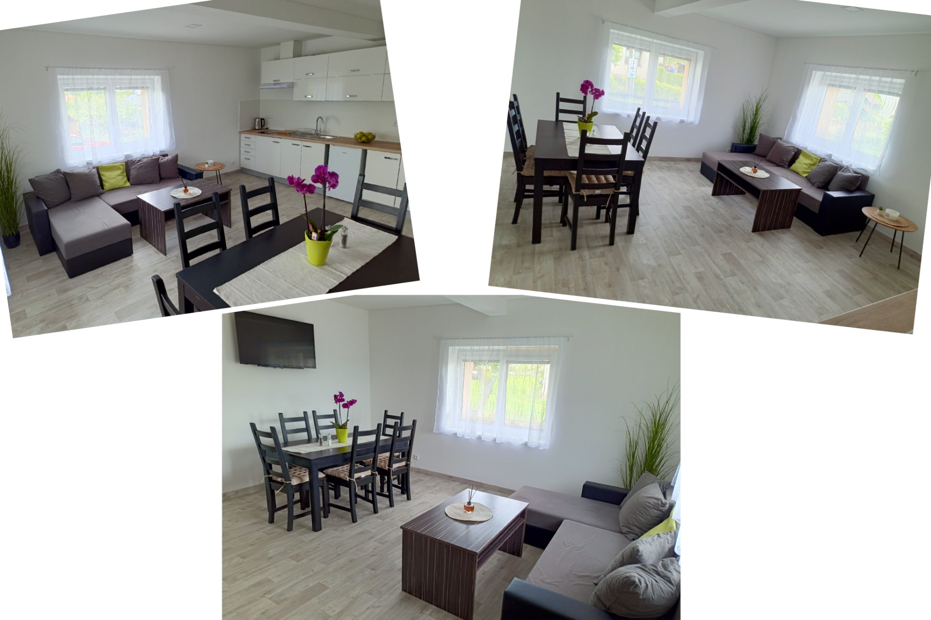 Obývací pokoj s jídelnou a vybavenou kuchyní 