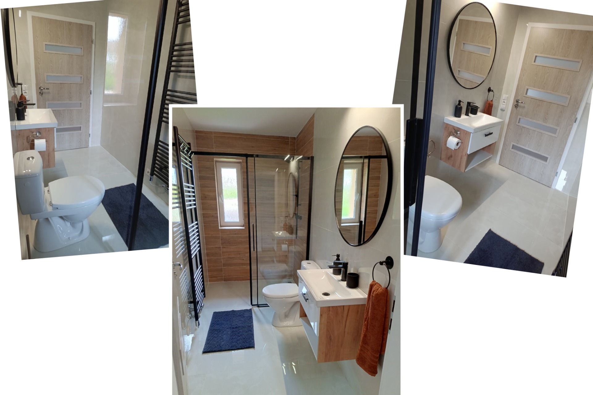 Koupelna s prostorným sprchovým koutem s toaletou 